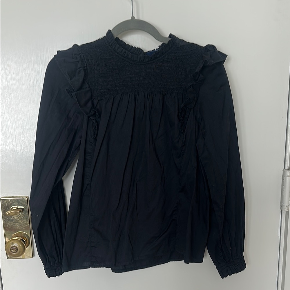 Elegant Black Ruffled Women's Top